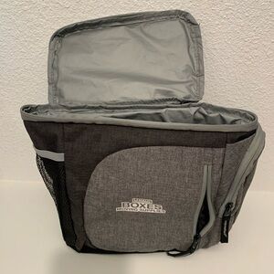 Gray lunch box insulated with a bottle zipper Koozies thrown in